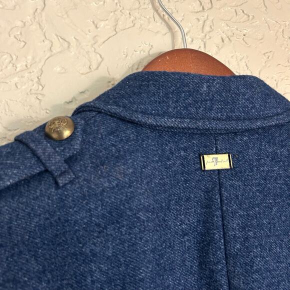 7 For All Mankind XS Wool Blend Blue Double Breasted Button Down Blazer Jacket - Picture 7 of 16
